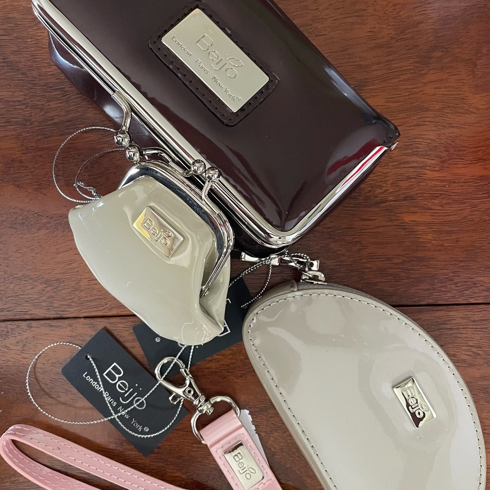 Beijo Women's Elegant Cosmetic 4pc. Bag Set - Pink, Cream, Tan and Brown